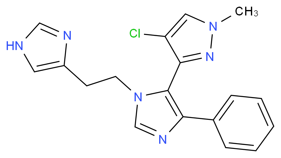 4-chloro-3-{1-[2-(1H-imidazol-4-yl)ethyl]-4-phenyl-1H-imidazol-5-yl}-1-methyl-1H-pyrazole_Molecular_structure_CAS_)