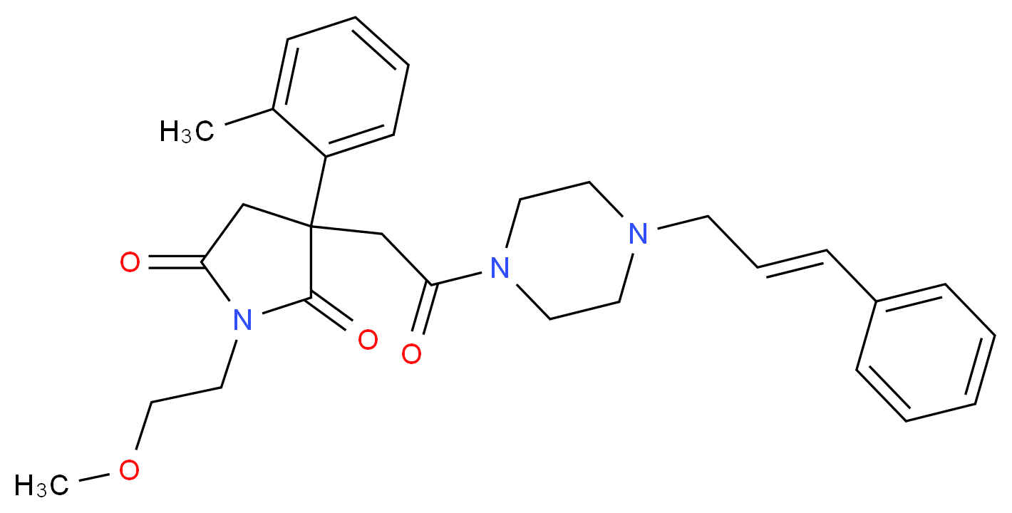 1-(2-methoxyethyl)-3-(2-methylphenyl)-3-(2-oxo-2-{4-[(2E)-3-phenyl-2-propen-1-yl]-1-piperazinyl}ethyl)-2,5-pyrrolidinedione_Molecular_structure_CAS_)