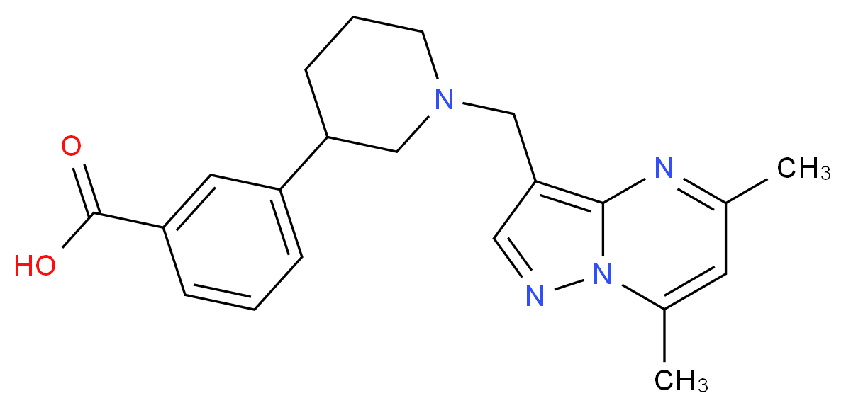 3-{1-[(5,7-dimethylpyrazolo[1,5-a]pyrimidin-3-yl)methyl]piperidin-3-yl}benzoic acid_Molecular_structure_CAS_)