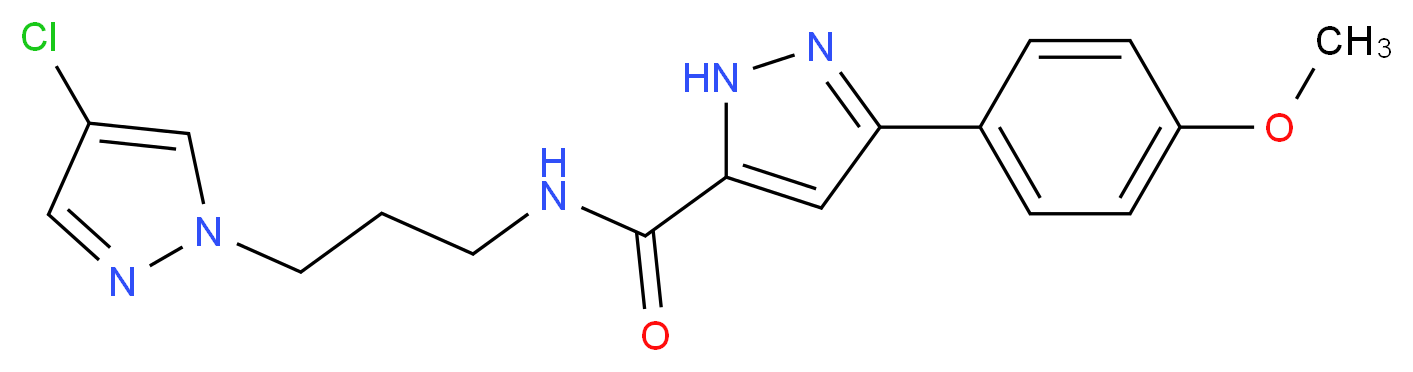 N-[3-(4-chloro-1H-pyrazol-1-yl)propyl]-3-(4-methoxyphenyl)-1H-pyrazole-5-carboxamide_Molecular_structure_CAS_)