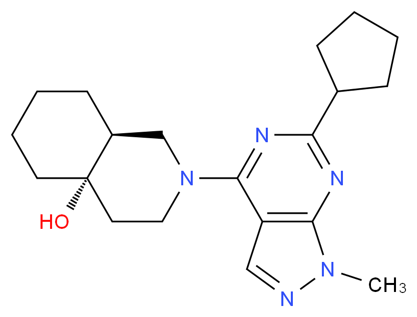 (4aS*,8aS*)-2-(6-cyclopentyl-1-methyl-1H-pyrazolo[3,4-d]pyrimidin-4-yl)octahydroisoquinolin-4a(2H)-ol_Molecular_structure_CAS_)