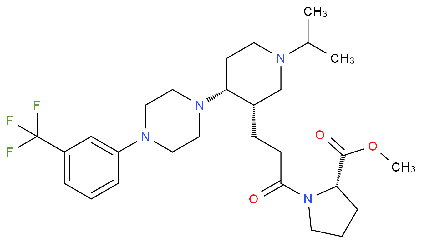 methyl 1-[3-((3S,4R)-1-isopropyl-4-{4-[3-(trifluoromethyl)phenyl]-1-piperazinyl}-3-piperidinyl)propanoyl]-L-prolinate_Molecular_structure_CAS_)