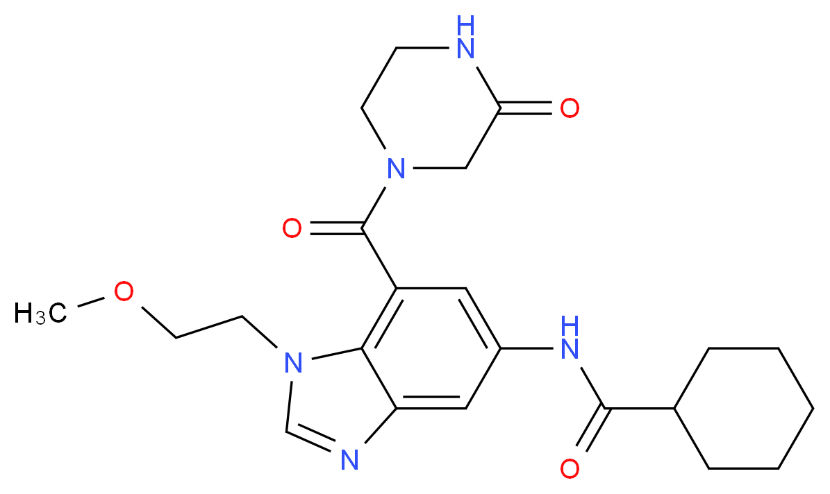 N-{1-(2-methoxyethyl)-7-[(3-oxo-1-piperazinyl)carbonyl]-1H-benzimidazol-5-yl}cyclohexanecarboxamide_Molecular_structure_CAS_)