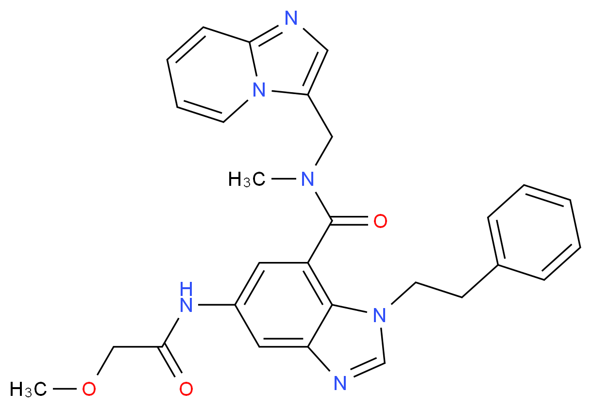 N-(imidazo[1,2-a]pyridin-3-ylmethyl)-5-[(methoxyacetyl)amino]-N-methyl-1-(2-phenylethyl)-1H-benzimidazole-7-carboxamide_Molecular_structure_CAS_)