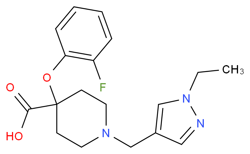 1-[(1-ethyl-1H-pyrazol-4-yl)methyl]-4-(2-fluorophenoxy)piperidine-4-carboxylic acid_Molecular_structure_CAS_)