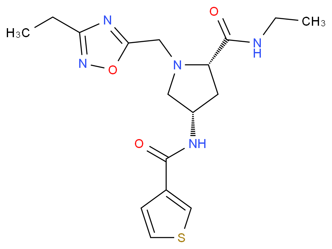 (4S)-N-ethyl-1-[(3-ethyl-1,2,4-oxadiazol-5-yl)methyl]-4-[(3-thienylcarbonyl)amino]-L-prolinamide_Molecular_structure_CAS_)