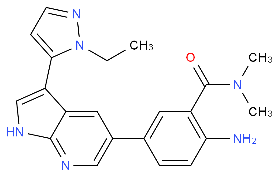 2-amino-5-[3-(1-ethyl-1H-pyrazol-5-yl)-1H-pyrrolo[2,3-b]pyridin-5-yl]-N,N-dimethylbenzamide_Molecular_structure_CAS_)