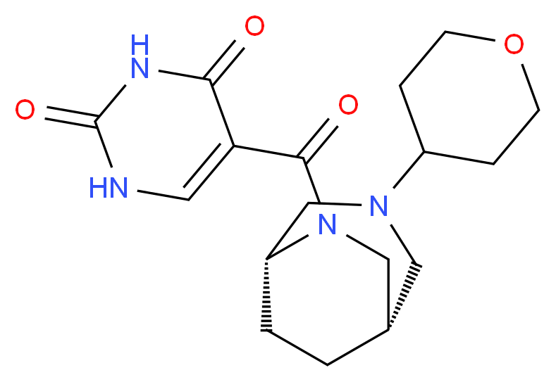 5-{[(1S*,5R*)-3-(tetrahydro-2H-pyran-4-yl)-3,6-diazabicyclo[3.2.2]non-6-yl]carbonyl}-2,4(1H,3H)-pyrimidinedione_Molecular_structure_CAS_)