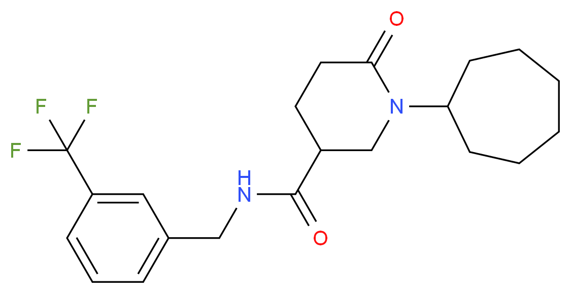 1-cycloheptyl-6-oxo-N-[3-(trifluoromethyl)benzyl]-3-piperidinecarboxamide_Molecular_structure_CAS_)