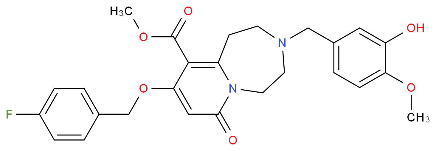 methyl 9-[(4-fluorobenzyl)oxy]-3-(3-hydroxy-4-methoxybenzyl)-7-oxo-1,2,3,4,5,7-hexahydropyrido[1,2-d][1,4]diazepine-10-carboxylate_Molecular_structure_CAS_)
