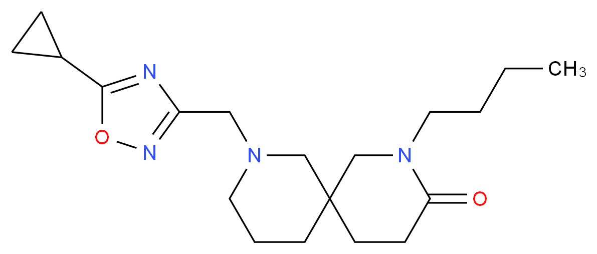 2-butyl-8-[(5-cyclopropyl-1,2,4-oxadiazol-3-yl)methyl]-2,8-diazaspiro[5.5]undecan-3-one_Molecular_structure_CAS_)