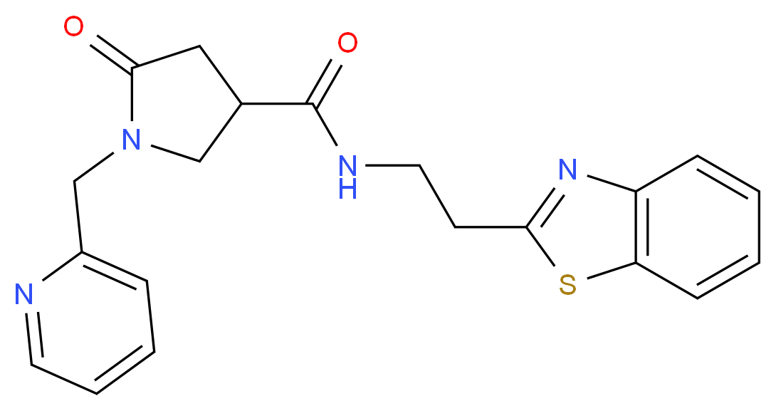 N-[2-(1,3-benzothiazol-2-yl)ethyl]-5-oxo-1-(2-pyridinylmethyl)-3-pyrrolidinecarboxamide_Molecular_structure_CAS_)