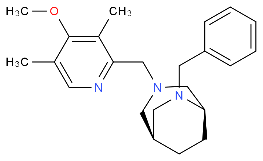 (1S*,5R*)-6-benzyl-3-[(4-methoxy-3,5-dimethyl-2-pyridinyl)methyl]-3,6-diazabicyclo[3.2.2]nonane_Molecular_structure_CAS_)