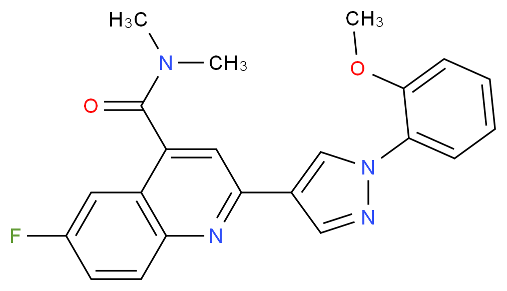 6-fluoro-2-[1-(2-methoxyphenyl)-1H-pyrazol-4-yl]-N,N-dimethylquinoline-4-carboxamide_Molecular_structure_CAS_)