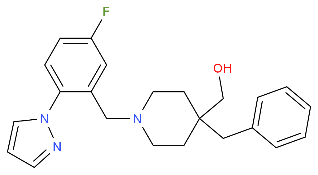 {4-benzyl-1-[5-fluoro-2-(1H-pyrazol-1-yl)benzyl]-4-piperidinyl}methanol_Molecular_structure_CAS_)