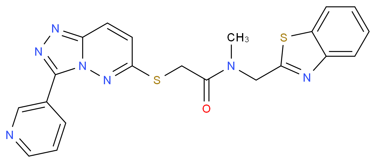 N-(1,3-benzothiazol-2-ylmethyl)-N-methyl-2-{[3-(3-pyridinyl)[1,2,4]triazolo[4,3-b]pyridazin-6-yl]thio}acetamide_Molecular_structure_CAS_)
