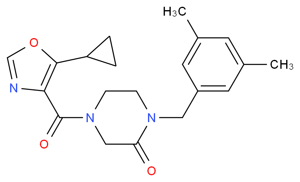 4-[(5-cyclopropyl-1,3-oxazol-4-yl)carbonyl]-1-(3,5-dimethylbenzyl)-2-piperazinone_Molecular_structure_CAS_)
