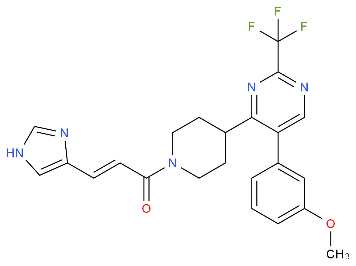 4-{1-[(2E)-3-(1H-imidazol-4-yl)-2-propenoyl]-4-piperidinyl}-5-(3-methoxyphenyl)-2-(trifluoromethyl)pyrimidine_Molecular_structure_CAS_)