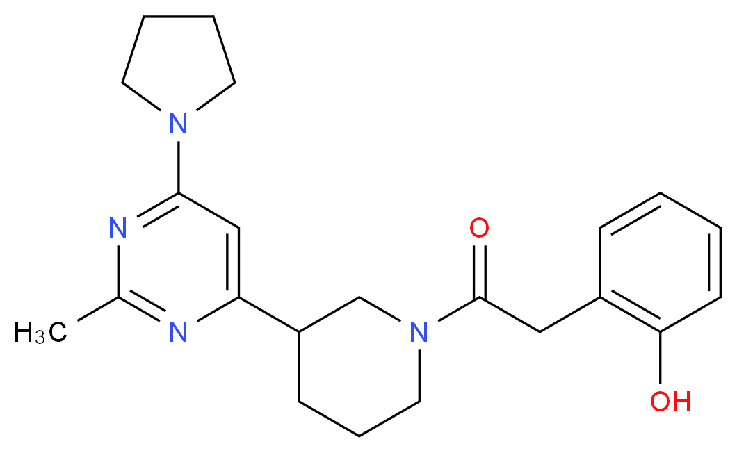 2-(2-{3-[2-methyl-6-(1-pyrrolidinyl)-4-pyrimidinyl]-1-piperidinyl}-2-oxoethyl)phenol_Molecular_structure_CAS_)