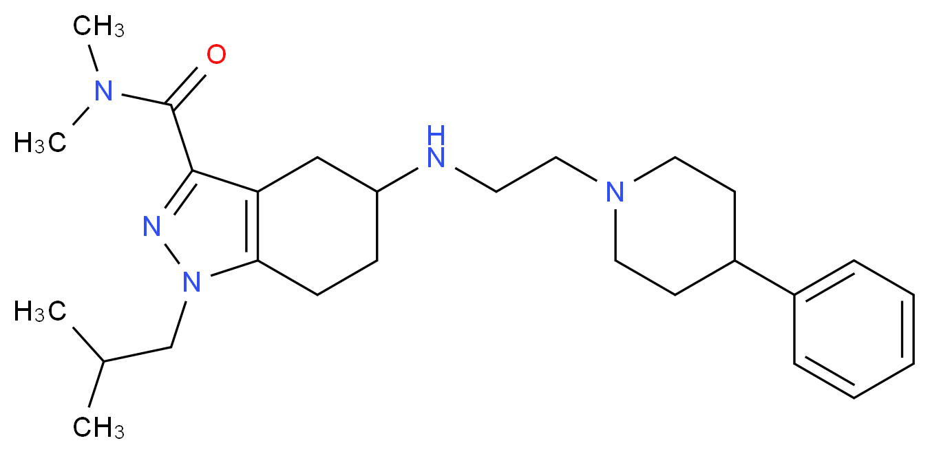 1-isobutyl-N,N-dimethyl-5-{[2-(4-phenyl-1-piperidinyl)ethyl]amino}-4,5,6,7-tetrahydro-1H-indazole-3-carboxamide_Molecular_structure_CAS_)