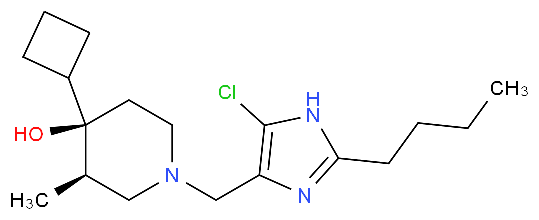 (3R*,4R*)-1-[(2-butyl-5-chloro-1H-imidazol-4-yl)methyl]-4-cyclobutyl-3-methylpiperidin-4-ol_Molecular_structure_CAS_)
