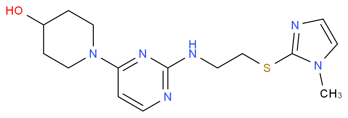 1-[2-({2-[(1-methyl-1H-imidazol-2-yl)thio]ethyl}amino)pyrimidin-4-yl]piperidin-4-ol_Molecular_structure_CAS_)