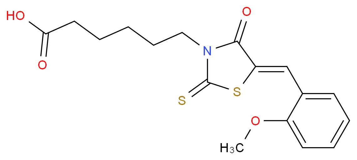 6-[5-(2-Methoxy-benzylidene)-4-oxo-2-thioxo-thiazolidin-3-yl]-hexanoic acid_Molecular_structure_CAS_)