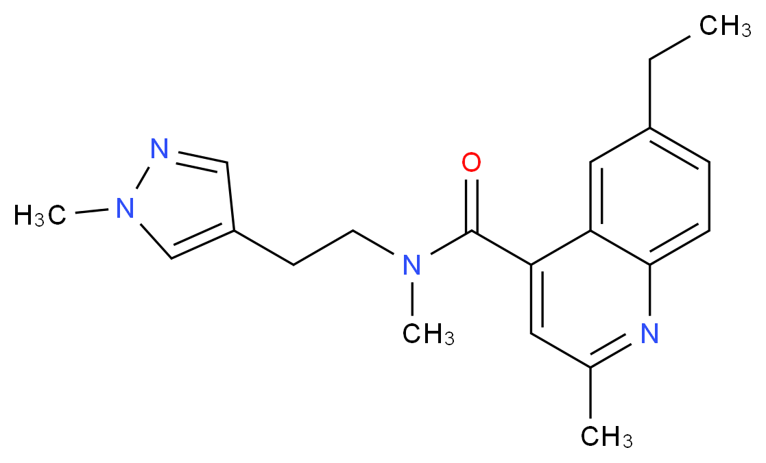 6-ethyl-N,2-dimethyl-N-[2-(1-methyl-1H-pyrazol-4-yl)ethyl]-4-quinolinecarboxamide_Molecular_structure_CAS_)
