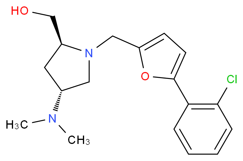 [(2S,4R)-1-{[5-(2-chlorophenyl)-2-furyl]methyl}-4-(dimethylamino)pyrrolidin-2-yl]methanol_Molecular_structure_CAS_)