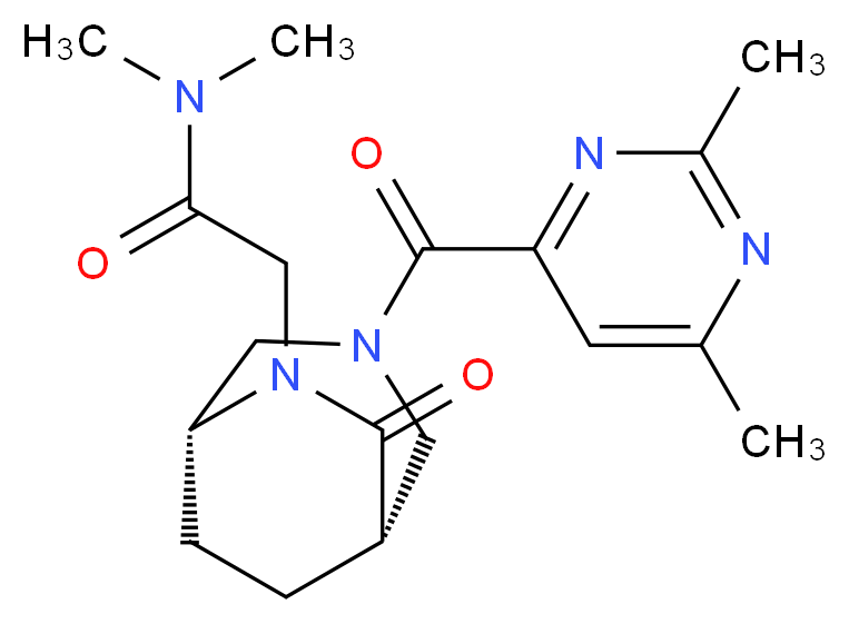 2-{(1S*,5R*)-3-[(2,6-dimethyl-4-pyrimidinyl)carbonyl]-7-oxo-3,6-diazabicyclo[3.2.2]non-6-yl}-N,N-dimethylacetamide_Molecular_structure_CAS_)