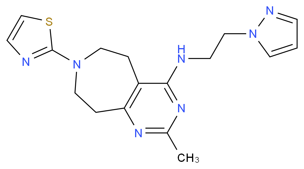 2-methyl-N-[2-(1H-pyrazol-1-yl)ethyl]-7-(1,3-thiazol-2-yl)-6,7,8,9-tetrahydro-5H-pyrimido[4,5-d]azepin-4-amine_Molecular_structure_CAS_)
