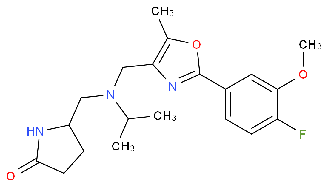 5-{[{[2-(4-fluoro-3-methoxyphenyl)-5-methyl-1,3-oxazol-4-yl]methyl}(isopropyl)amino]methyl}-2-pyrrolidinone_Molecular_structure_CAS_)