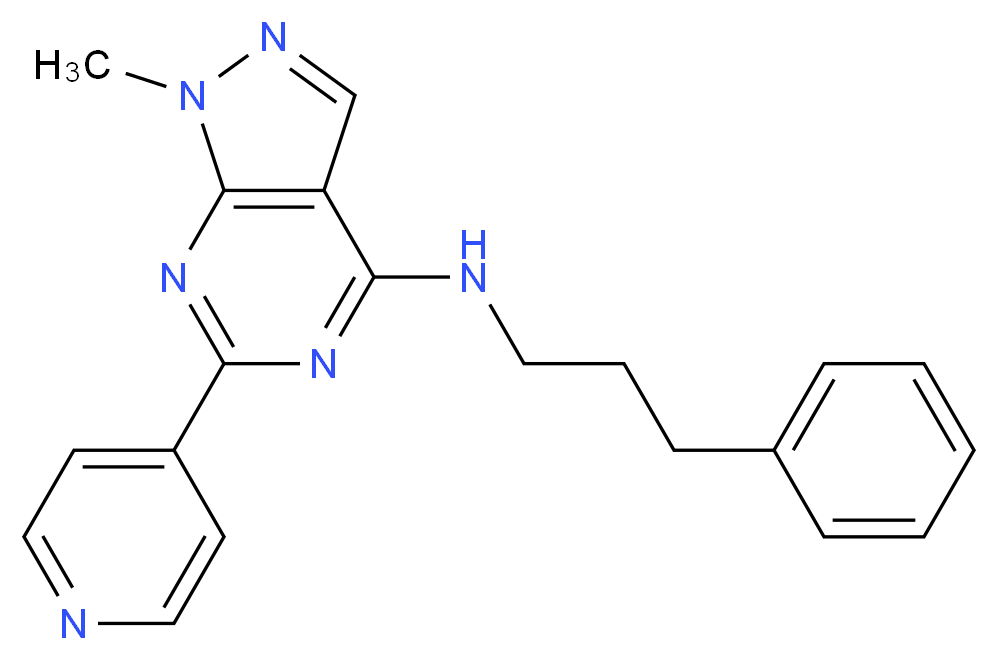 1-methyl-N-(3-phenylpropyl)-6-(4-pyridinyl)-1H-pyrazolo[3,4-d]pyrimidin-4-amine_Molecular_structure_CAS_)