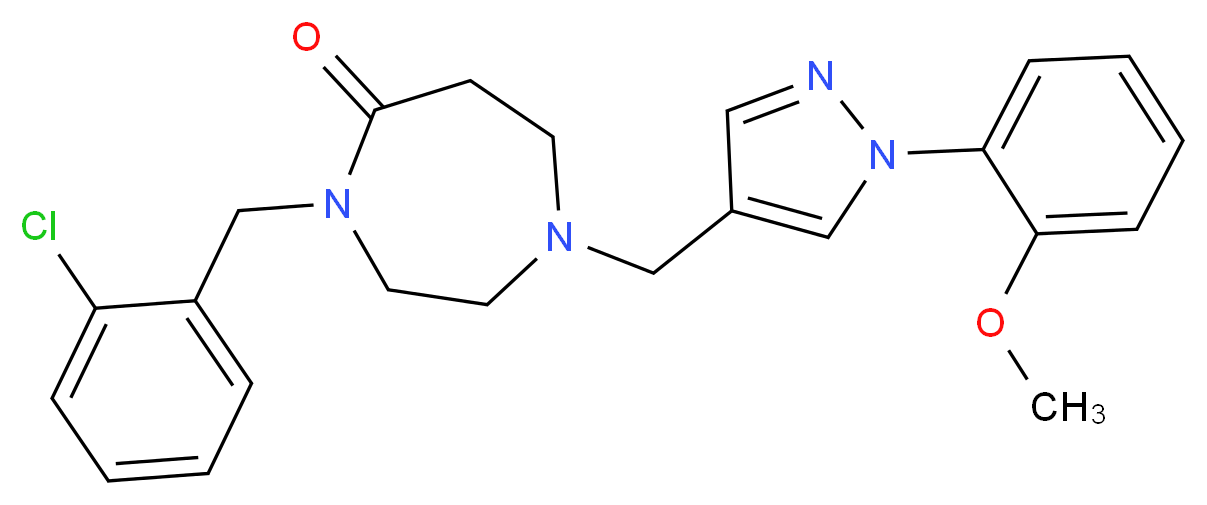4-(2-chlorobenzyl)-1-{[1-(2-methoxyphenyl)-1H-pyrazol-4-yl]methyl}-1,4-diazepan-5-one_Molecular_structure_CAS_)