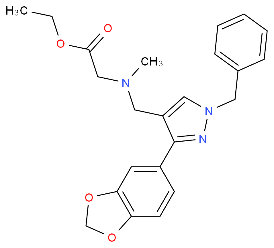 ethyl N-{[3-(1,3-benzodioxol-5-yl)-1-benzyl-1H-pyrazol-4-yl]methyl}-N-methylglycinate_Molecular_structure_CAS_)