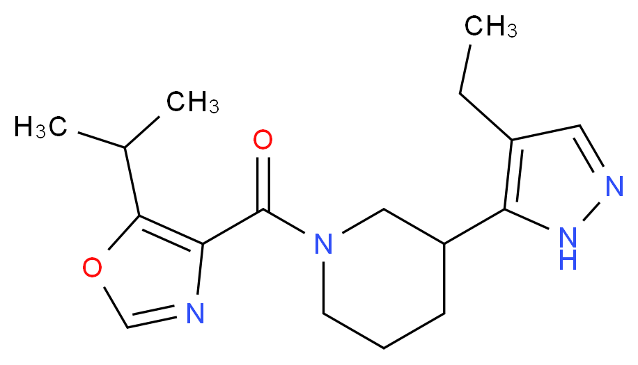 3-(4-ethyl-1H-pyrazol-5-yl)-1-[(5-isopropyl-1,3-oxazol-4-yl)carbonyl]piperidine_Molecular_structure_CAS_)