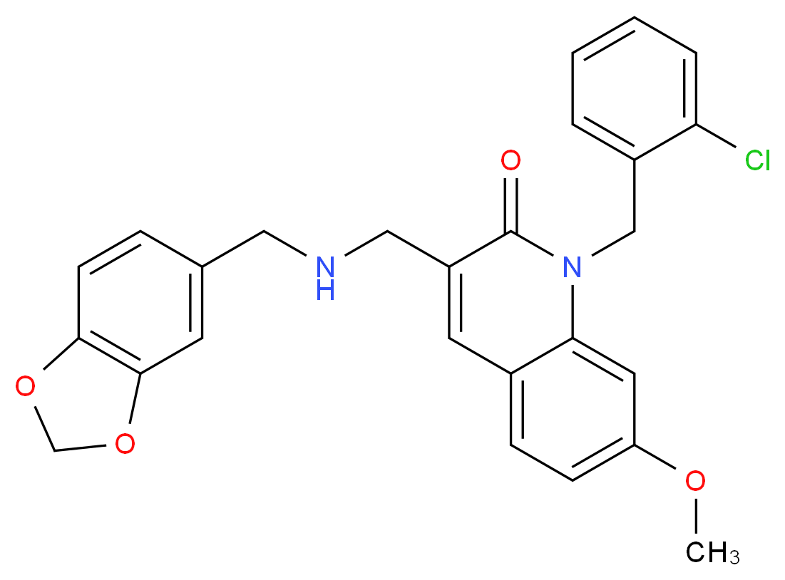 3-{[(1,3-benzodioxol-5-ylmethyl)amino]methyl}-1-(2-chlorobenzyl)-7-methoxy-2(1H)-quinolinone_Molecular_structure_CAS_)