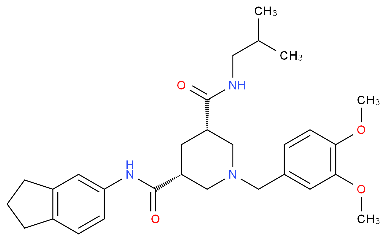 (3R,5S)-N-(2,3-dihydro-1H-inden-5-yl)-1-(3,4-dimethoxybenzyl)-N'-isobutyl-3,5-piperidinedicarboxamide_Molecular_structure_CAS_)