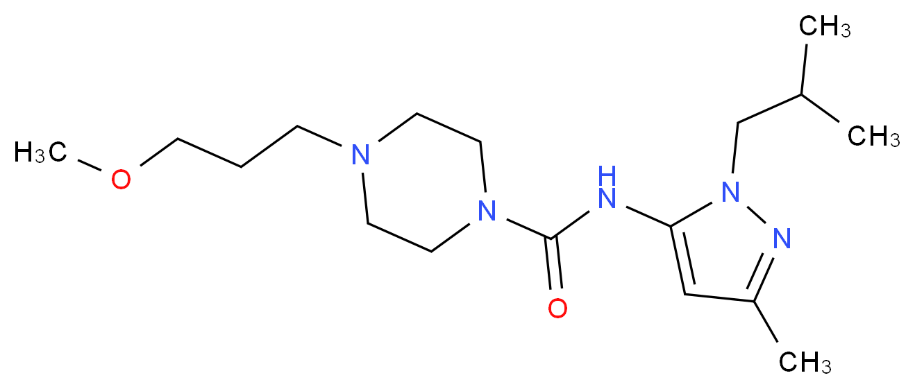 N-(1-isobutyl-3-methyl-1H-pyrazol-5-yl)-4-(3-methoxypropyl)piperazine-1-carboxamide_Molecular_structure_CAS_)