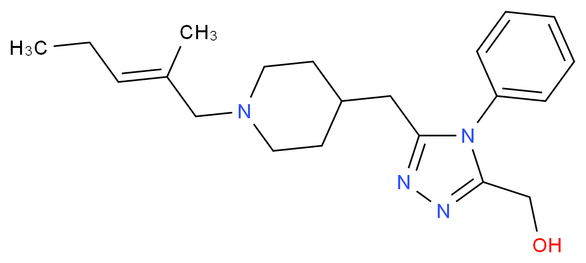 [5-({1-[(2E)-2-methylpent-2-en-1-yl]piperidin-4-yl}methyl)-4-phenyl-4H-1,2,4-triazol-3-yl]methanol_Molecular_structure_CAS_)