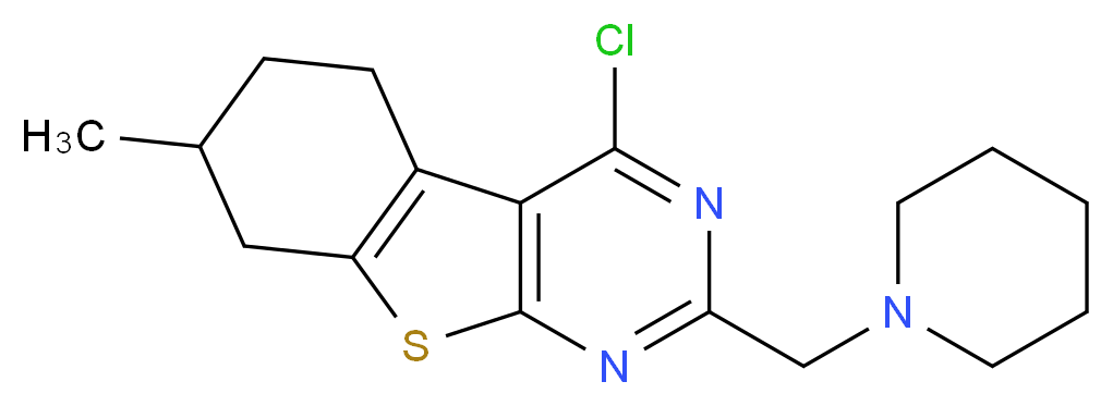 4-chloro-7-methyl-2-(piperidin-1-ylmethyl)-5,6,7,8-tetrahydro[1]benzothieno[2,3-d]pyrimidine_Molecular_structure_CAS_)