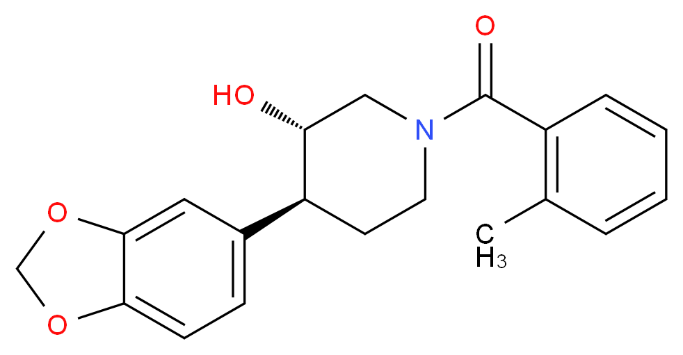(3S*,4S*)-4-(1,3-benzodioxol-5-yl)-1-(2-methylbenzoyl)piperidin-3-ol_Molecular_structure_CAS_)