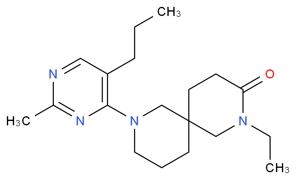 2-ethyl-8-(2-methyl-5-propyl-4-pyrimidinyl)-2,8-diazaspiro[5.5]undecan-3-one_Molecular_structure_CAS_)