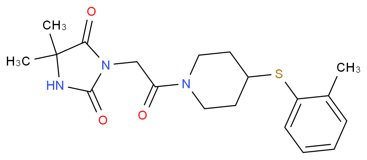 5,5-dimethyl-3-(2-{4-[(2-methylphenyl)thio]-1-piperidinyl}-2-oxoethyl)-2,4-imidazolidinedione_Molecular_structure_CAS_)