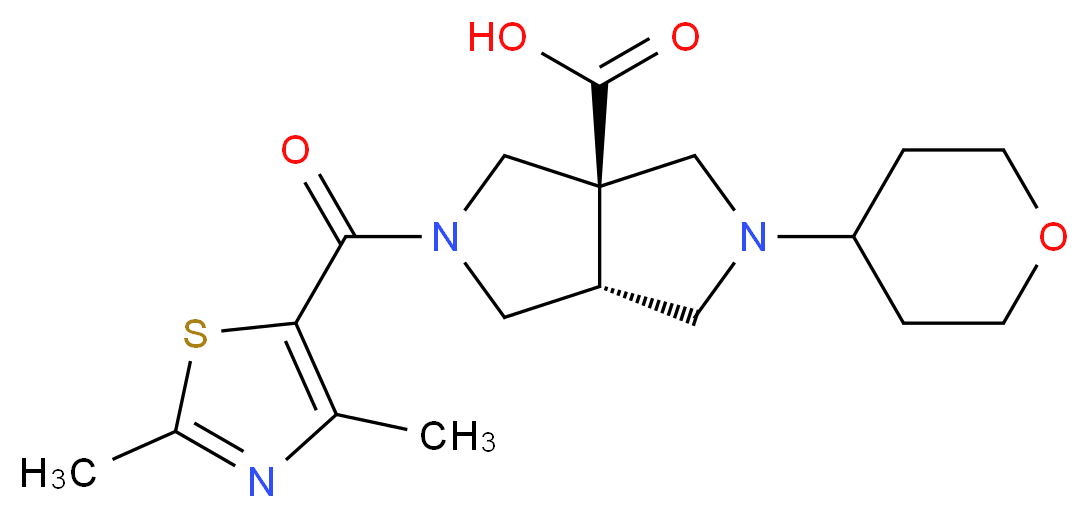 (3aR*,6aR*)-2-[(2,4-dimethyl-1,3-thiazol-5-yl)carbonyl]-5-(tetrahydro-2H-pyran-4-yl)hexahydropyrrolo[3,4-c]pyrrole-3a(1H)-carboxylic acid_Molecular_structure_CAS_)