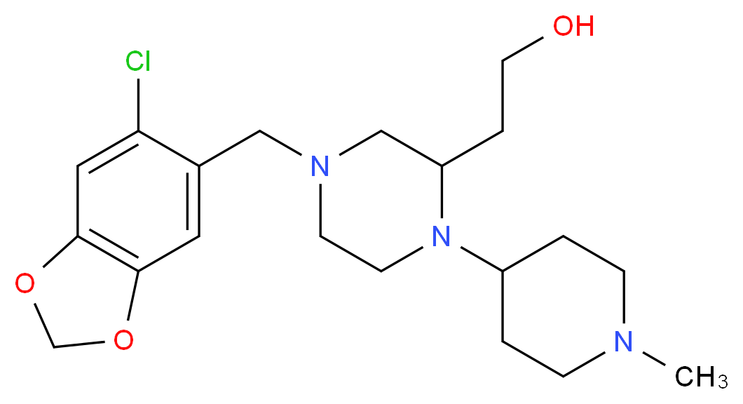 2-[4-[(6-chloro-1,3-benzodioxol-5-yl)methyl]-1-(1-methyl-4-piperidinyl)-2-piperazinyl]ethanol_Molecular_structure_CAS_)