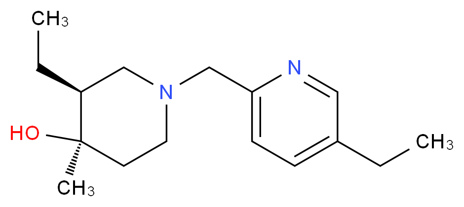(3S*,4R*)-3-ethyl-1-[(5-ethylpyridin-2-yl)methyl]-4-methylpiperidin-4-ol_Molecular_structure_CAS_)