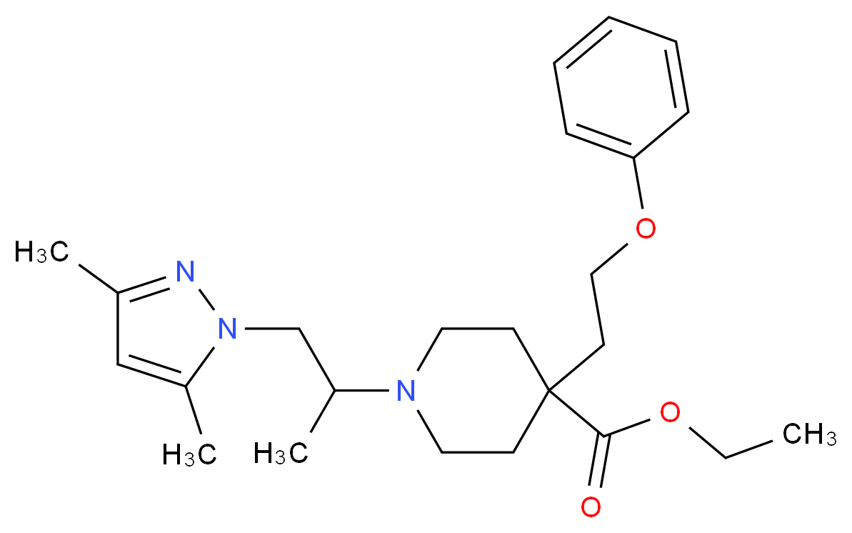 ethyl 1-[2-(3,5-dimethyl-1H-pyrazol-1-yl)-1-methylethyl]-4-(2-phenoxyethyl)-4-piperidinecarboxylate_Molecular_structure_CAS_)