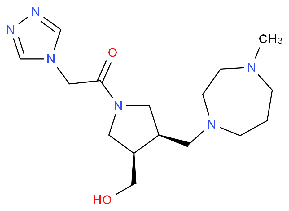 [(3R*,4R*)-4-[(4-methyl-1,4-diazepan-1-yl)methyl]-1-(4H-1,2,4-triazol-4-ylacetyl)-3-pyrrolidinyl]methanol_Molecular_structure_CAS_)