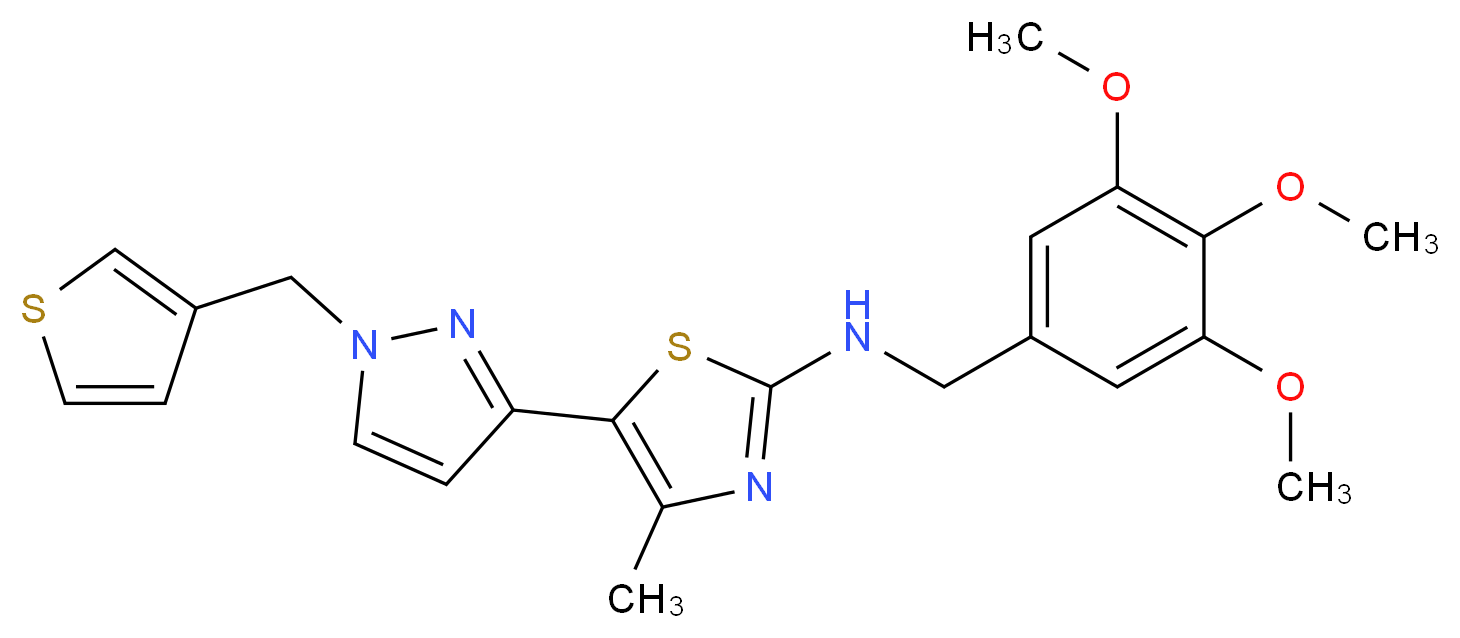 4-methyl-5-[1-(3-thienylmethyl)-1H-pyrazol-3-yl]-N-(3,4,5-trimethoxybenzyl)-1,3-thiazol-2-amine_Molecular_structure_CAS_)